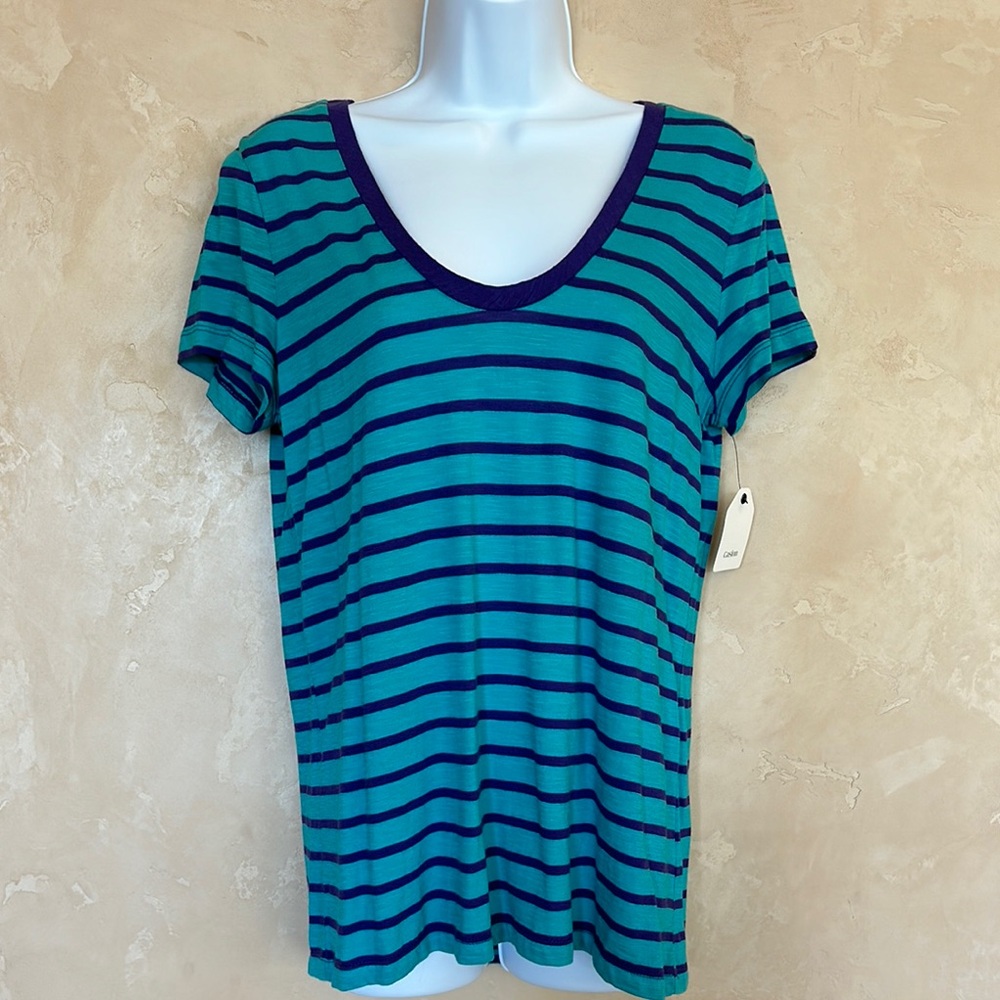 Striped Blue and Green Women's Top - M